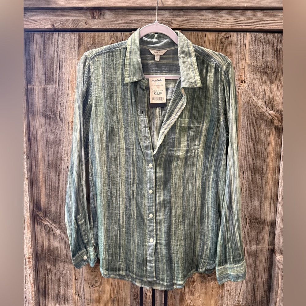 Lucky Brand Casual Green Button Down Shirt